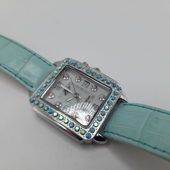 Kirks Folly Devotion Watch Aurora Borealis Crystal Accents Leather - Picture 5 of 12
